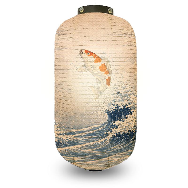 Japanese Style Ukiyo-e Traditional Sea Wave Printed Lantern Hanging Cloth Lantern Izakaya Restaurant Cuisine Wedding Party Decor