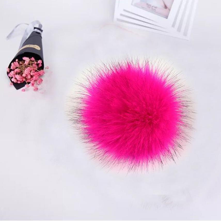 1PC Faux Fur Pompom Hat Ball Hairball DIY Handmade Pom Poms for Handcraft Colorful False Pompon With Rubber Band Hat Accessories