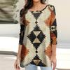 Women's Fashion Casual Long Sleeve  Print Round Neck Pullover Top Blouse