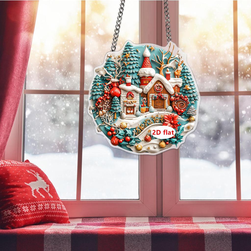 Christmas Decorations Indoor Hangable Festive Ornaments For Christmas Tree Pendants 2D Acrylic Santa Claus For Indoor Outdoor
