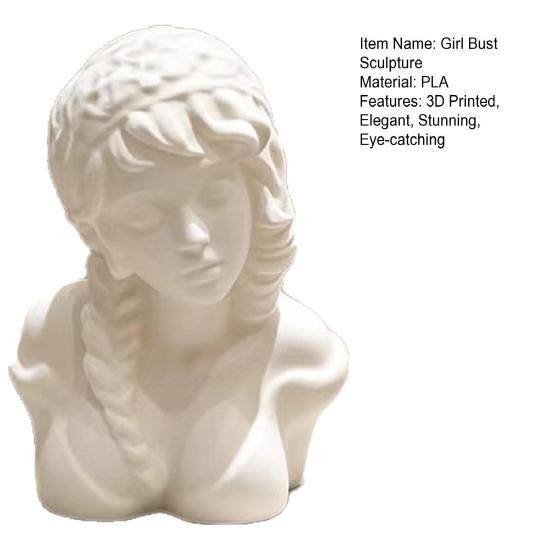 Statua Busto di Ragazza, Statuetta Testa di Ragazza Stampata in 3D con Occhi Chiusi per Casa, Soggiorno, Camera da Letto, Scaffale, Scrivania