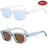 2pcs Vintage Small Rectangle Frame Sunglasses Fashion Brand Sun Glasses Luxury  Design UV400 Shades Eyewear Women Goggles