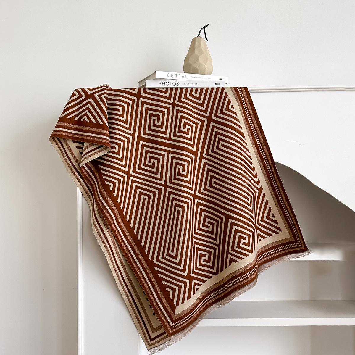 

Осенне-зимний шарф из искусственного кашемира для женщин, высококлассный, с ощущением легкой роскоши, шаль с теплым и утолщенным шарфом 185*65cm коричневый