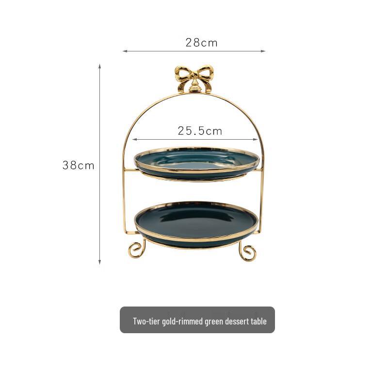 

Double-Layer Gold-Frame Dessert Stand
