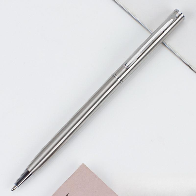 Twist Type Ballpoint Pen Elegant Silver Appearance Medium Tip Smooth Writing Pen for Office Supplies
