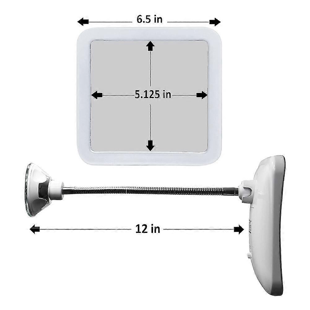 Square Flexible Gooseneck LED Lighted 10X Magnifying Makeup Mirror, Power Locking Suction Cup, Bright Diffused Light