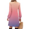Ladies' Printed Casual And Fashionable V-neck Long Sleeved Mid Length Dress
