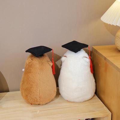 Graduation Capybara Plush Dolls Soft Capybara Pillow Ornaments Home Car Interior Decoration Toy Novelty Auto Accessories