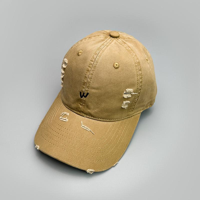 Ripped Wind Embroidery Letters Solid Color Baseball Cap Men'S And Women'S Retro Street Versatile Sunshade Cap