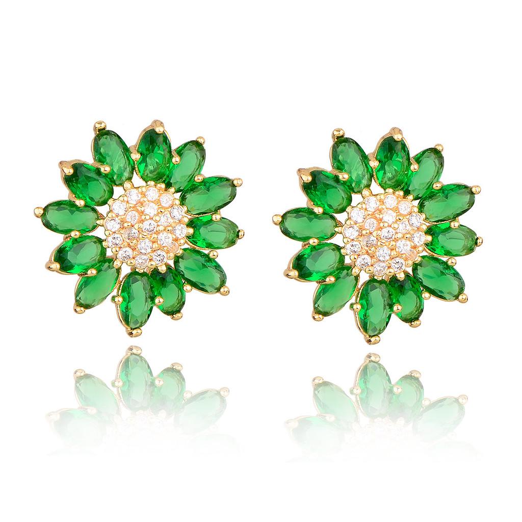 Sunflower Zircon Earrings For Women Elegant Floral Jewelry Gift For Her