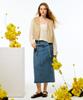 Depound Denim Long Skirt [Medium Blue]