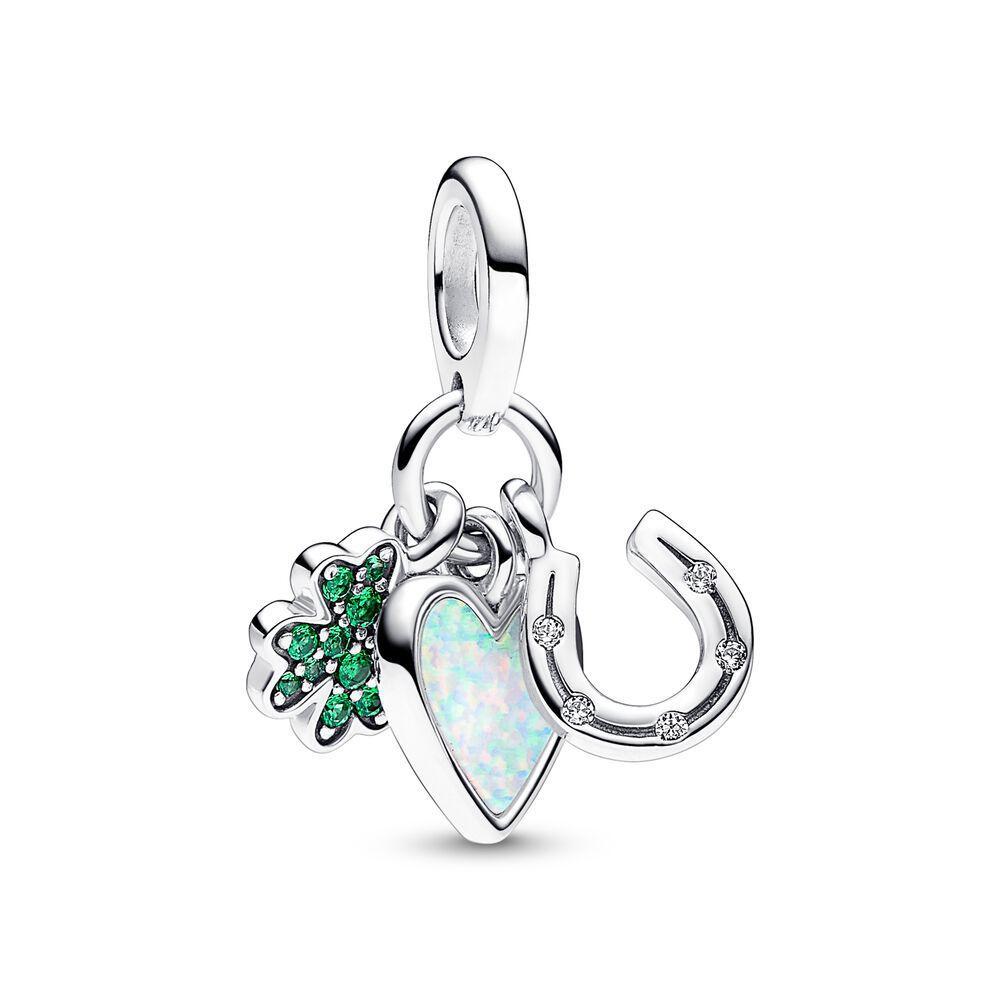 Luckly Four Leaf Shamrock Dangle Charm Copper Family Tree Flower Bead Pendant Compatible With Authentic Bracelets Necklaces Jewellery
