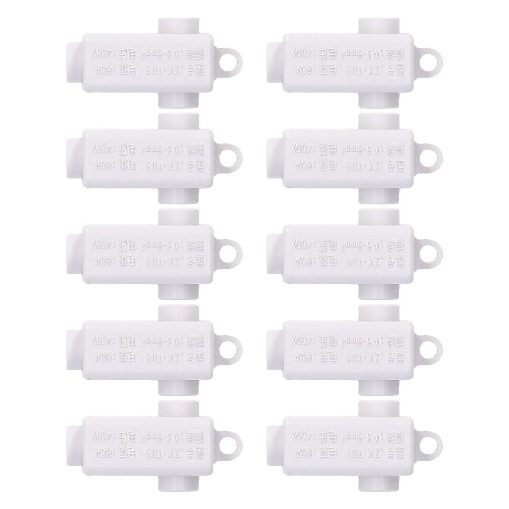 10Pcs T Type Splitter Block 3 Way Inline Junction Connector Box High Power ZKT06 400V 60A