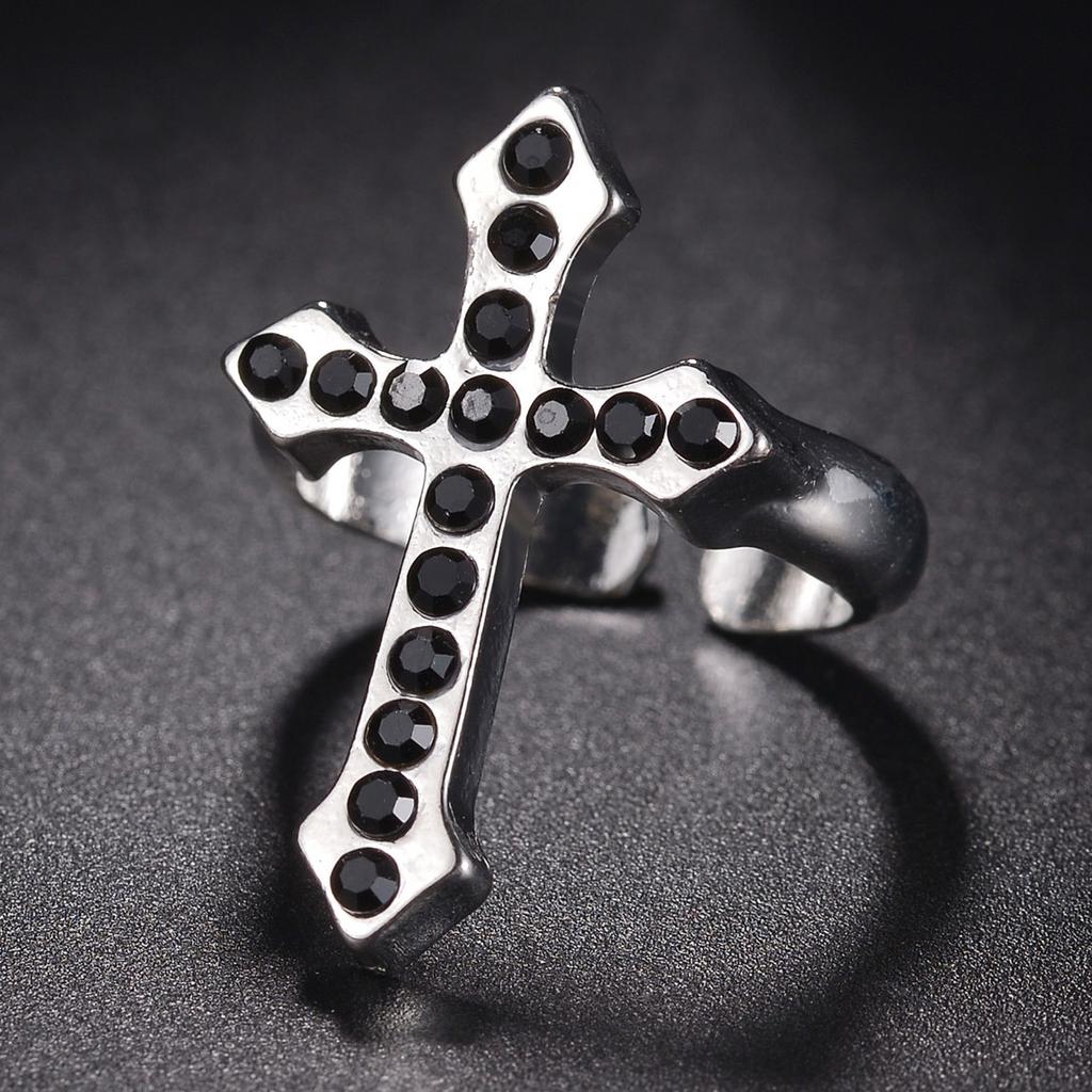 1 STuks Punk Vintage Zwart Grote Open Kruis Ring Voor Vrouwen Feest Sieraden Mannen Trendy Gotisch Goud Zilver Kleur Vinger Ringen Anillo