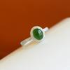 Xinjiang Hotan Jade Jasper S925 Silver Inlaid Egg Jade Ring