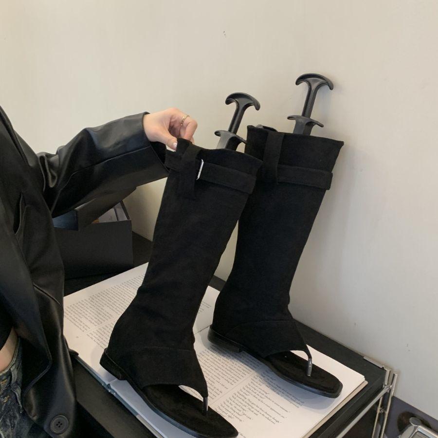 Summer 2025 New Spice Girls Pants Western Cowboy Cool Boots Heightening Sandals Women's Personality Mezzanine Toe Slope Heel High Top