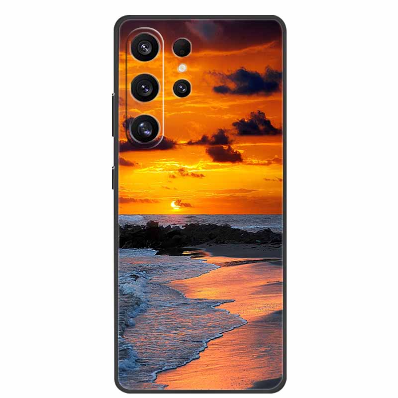 For Samsung Galaxy S26 Ultra Case TPU Scenery Pattern Soft Silicone Funda for Samsung S26 Ultra Sunset Sea Protective Back Cover Galaxy S26 Ultra