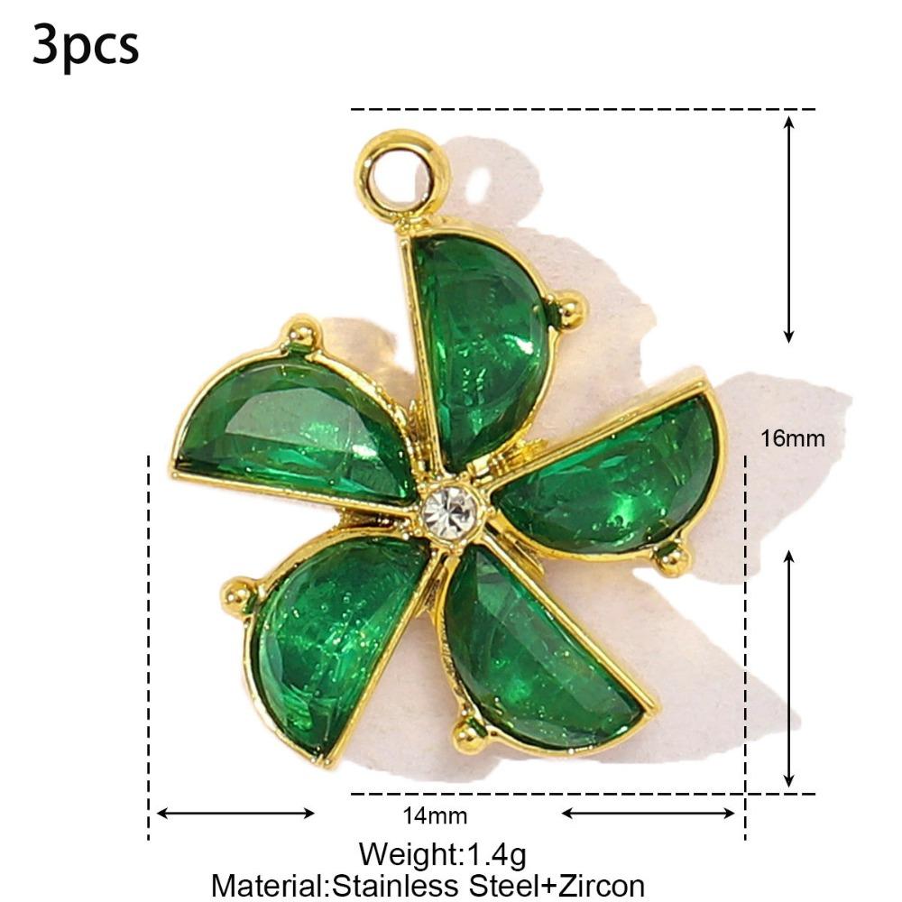 3pcs Stainless Steel Cross Charm Vintage Heart Charm Fashion Cubic Zircon Pendant Gift