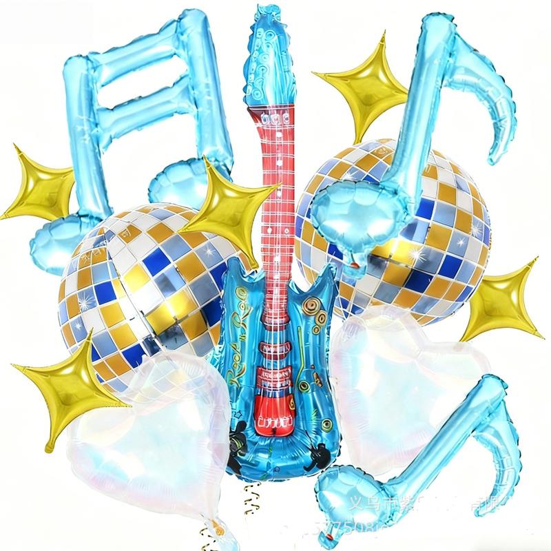 Music Note Balloons for Music Party Laser Rainbow Heart Disco Balloon Guitar Foil Balloon Concert Music Birthday Decoration