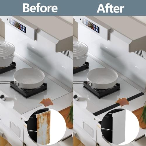 Silicone Stove Counter Gap Covers, Stovetop Covers, Long Gap Fillers for Kitchen Counters, Stoves, Ovens, and Washing Machines, 63cm Long, Two Black P