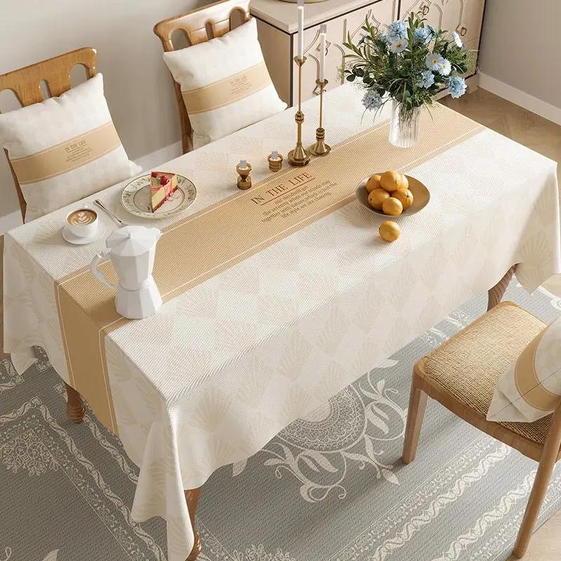 Rectangular Waterproof Cotton Linen Table Cover Flower and Bird Printed Tablecloth Anti Slip Wear-resistant Home Desktop Cover