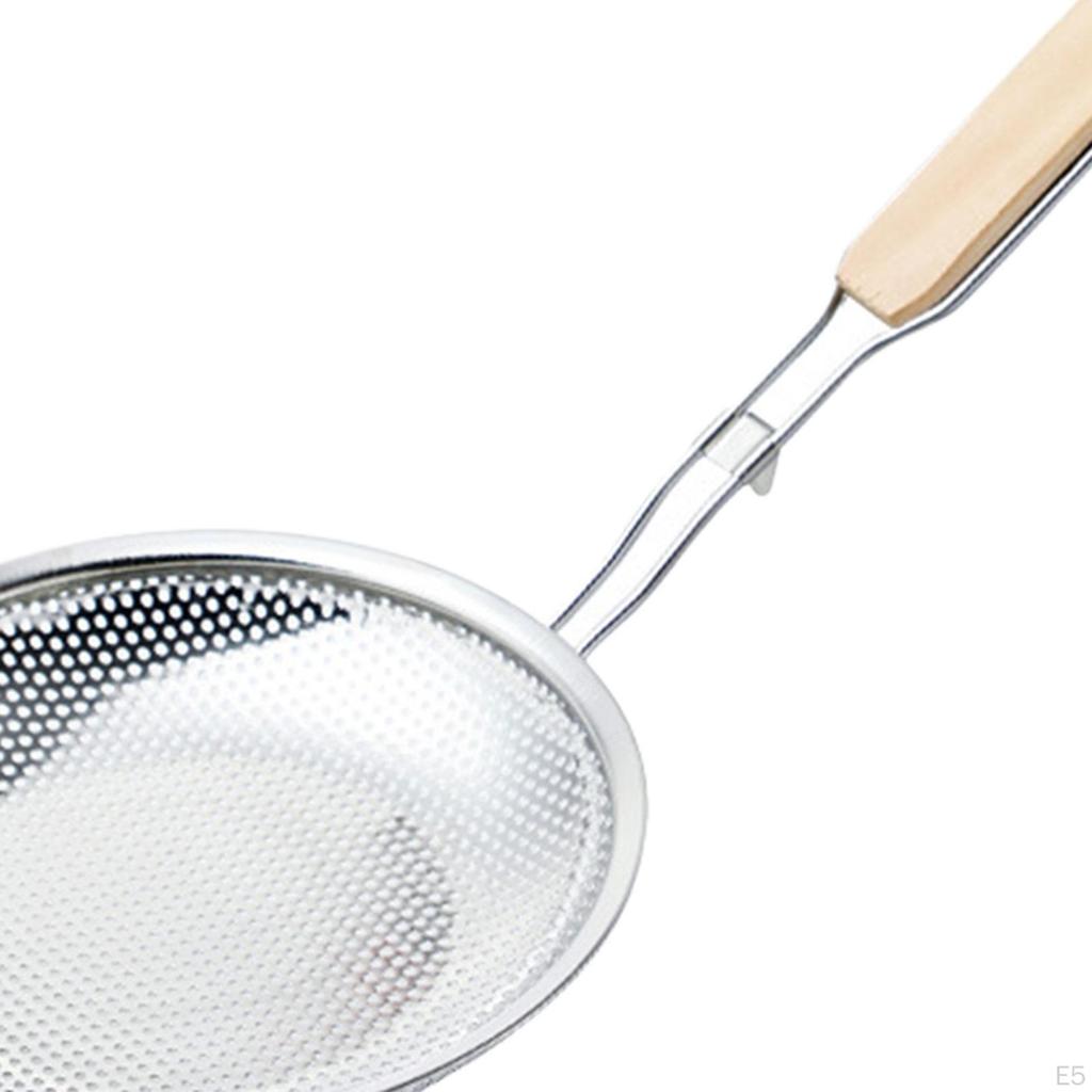 Convenient Skimmer Spoon with Wooden Grip for Cooking Tasks