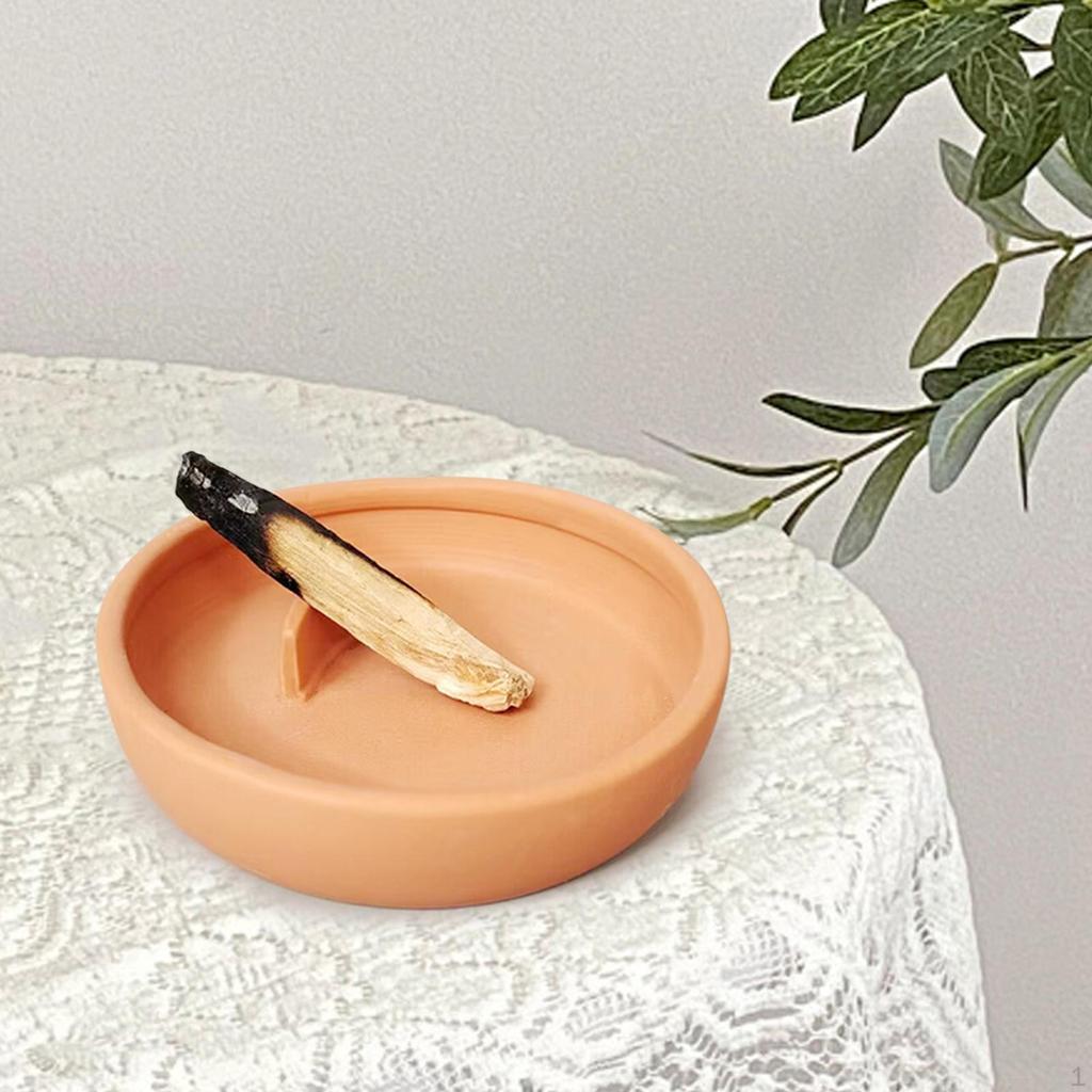 Ceramic Censer, Incense Burner Dia 5.43inch Palo Santo Wood Holder White Sage