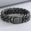 Vintage Schwarzes Cuban Link Kettenarmband für Herren 19 mm Breite Edelstahl Herrenarmband Modeschmuck-Accessoire für Männer