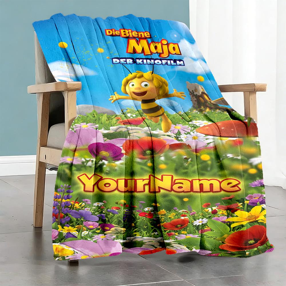 Biene Maja Personalized Text Blanket Cozy Personalized Blanket Durable Comfort Perfect for Office Bedding Bed Sofa Four Seasons Universal