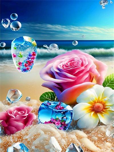 Diamond Painting Embroidery Kit Heart Stone Seaside Home Decor Mosaic Cross Stitch Love Beach Scenery Crystal Picture