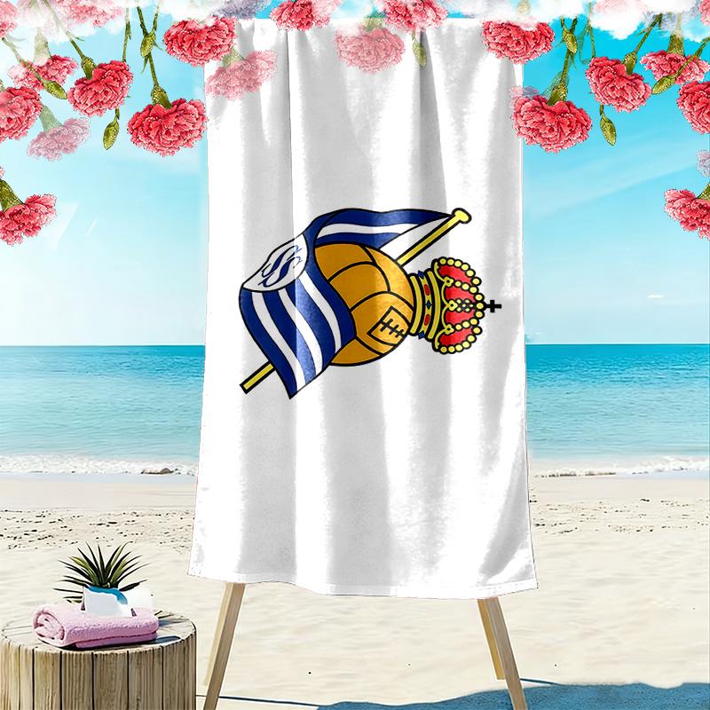 Real Sociedad Print Beach Towel, Large Soft Quick Dry Towel for Beach Camping Swimming