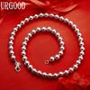 925 Sterling Silver Simple Beaded Necklace - Banquet Gift Jewelry
