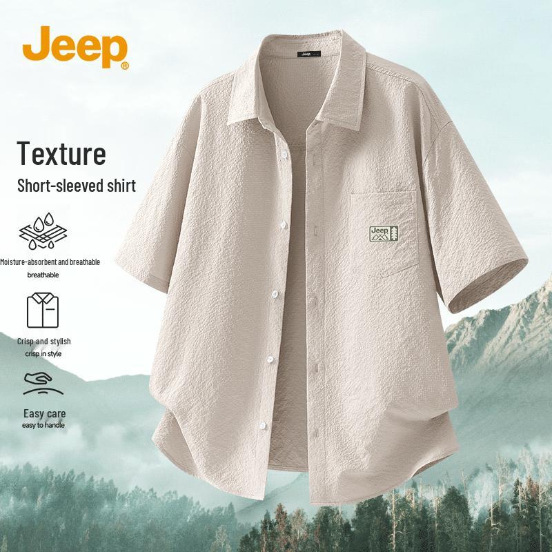 JEEP Men s Summer Lightweight Breathable Seersucker Shirt 4XL