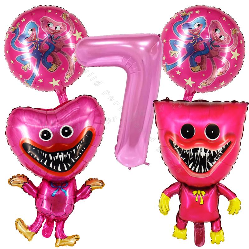 Game Huggy Wuggy Number Balloons Decoration Poppy Playtime Birthday Party Ballon Set Baby Shower Cartoon Round Foil Balloon