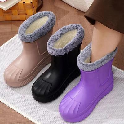 Fashion New High Top Waterproof Cotton Shoes for Women Plus Velvet Warm Waterproof Cotton Boots Rain Boots Botas Altas Plataforma Mujer