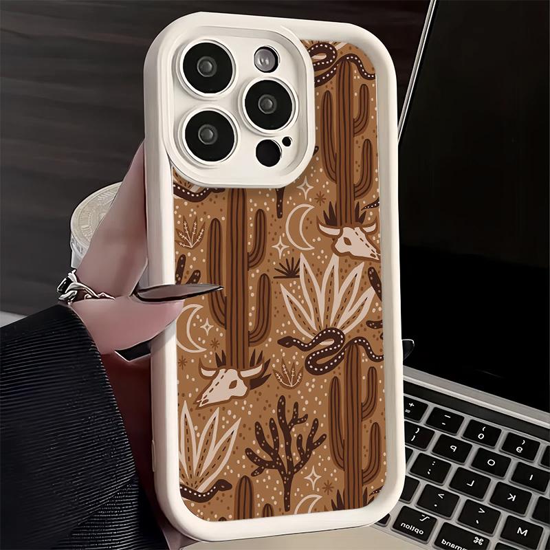 Cactus Pattern Phone Case for iPhone 16 17 Air 16E 15 Pro Max 14 Plus 13 12 Mini Capa Soft Shell Silicone Funda