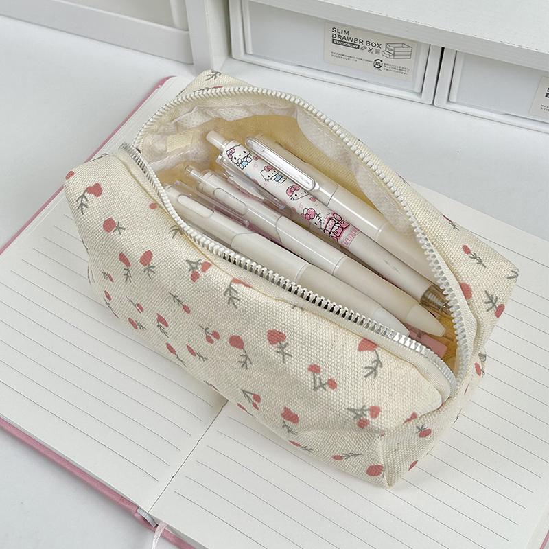 INS Sac à Crayons à Imprimé Floral Grande Capacité Trousse à Crayons Multifonctionnelle Sac à Papeterie Étudiants Organisateur de Papeterie