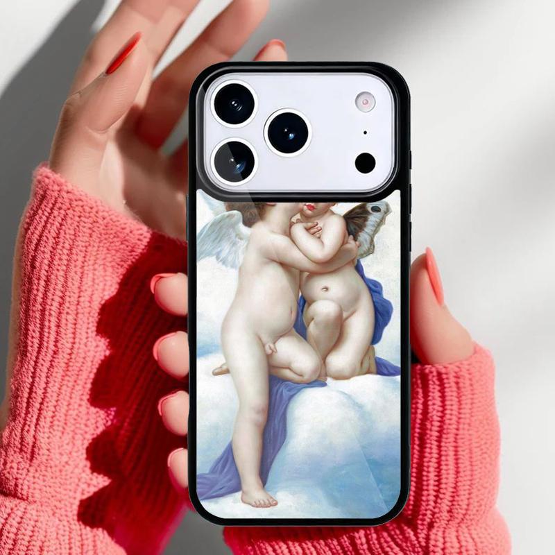 Vintage Painting Paradise Angel Phone Case for iPhone 17 Air 16e 15 14 13 Pro Max Back Cover for 12 11 Pro Coque