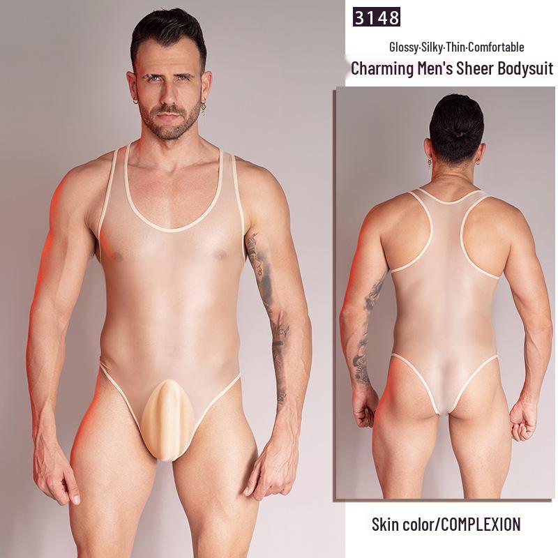 Men's Silky Smooth Lightweight Shapewear Bodysuit – Comfortable, Breathable, High Elasticity Lingerie.