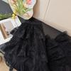 Women's Autumn 2025 A-line French Ruffled Lace Pleated Skirt
