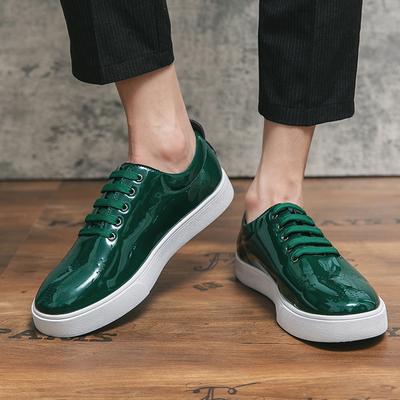Brogue Trendy Fashion Designer Style Sneakers Men's Leather Shoes Wedding Party Green Gentleman Office Man Casual Shoes