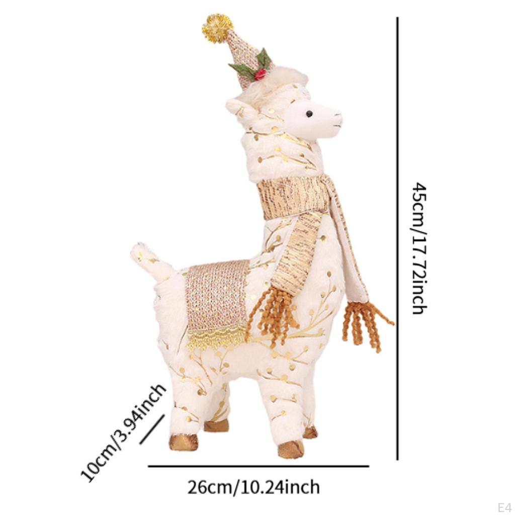 Alpaca Figurine Ornament Doll Christmas Standing for Office Holiday