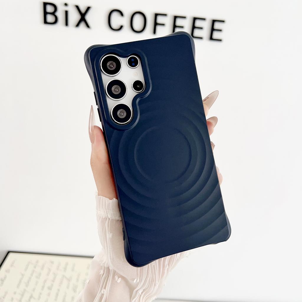 Per Custodia in Silicone con Motivo a Onde d'Acqua Samsung S2 S24 S23 Ultra Plus FE Ricarica Wireless Magnetica Protezione Bumper Copertura Morbida a Onda