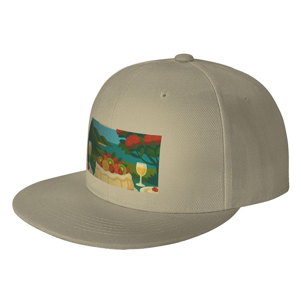 Fashion New Zealand Christmas Pavlova A Sunny Kiwi Christmas Scene Flat Brim Sun Hat AntiAging Cap Unisex