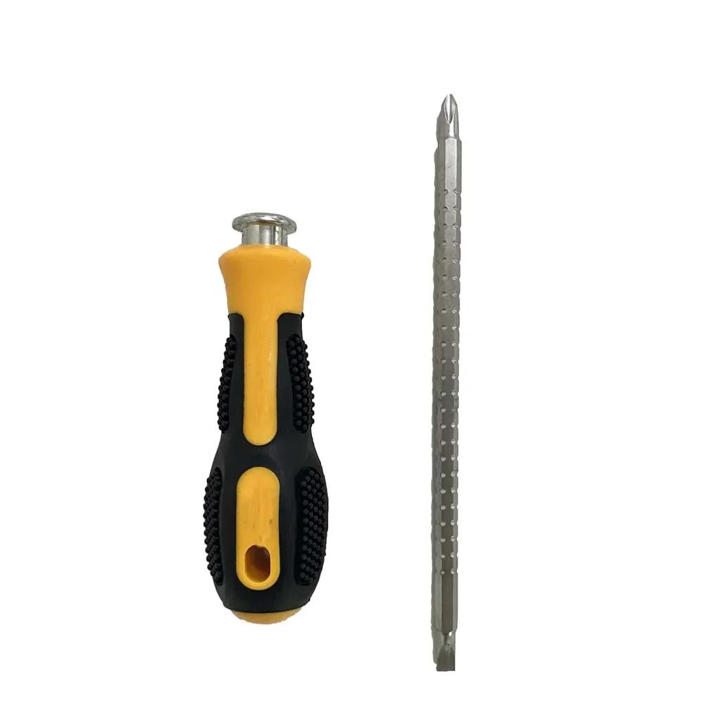Compact Magnetic Screwdriver with Slotted SL6 and Cross PH2 Drive Types for Repair and Assembly Work with Easy Grip Handle