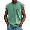 Men's Sleeveless T-Shirt with Chest Pocket, Casual Workout Tank Top, Breathable Muscle Fit