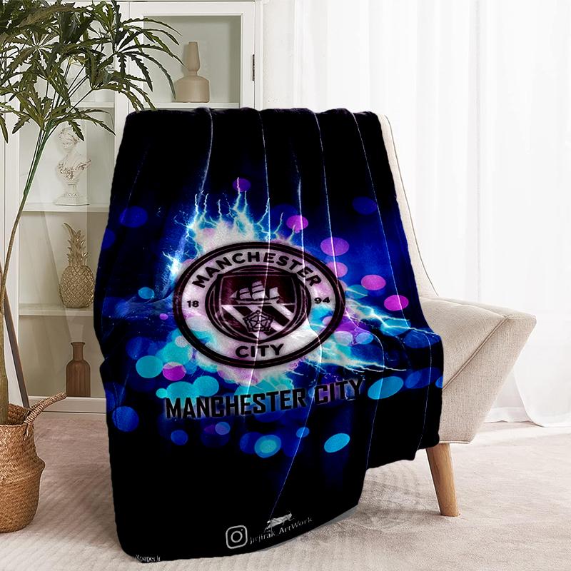 Manchester City FC Print Blanket - Soft & Comfortable, for Bedroom, Travel, Sofa, Home Decoration - Birthday Christmas Gift for Friend
