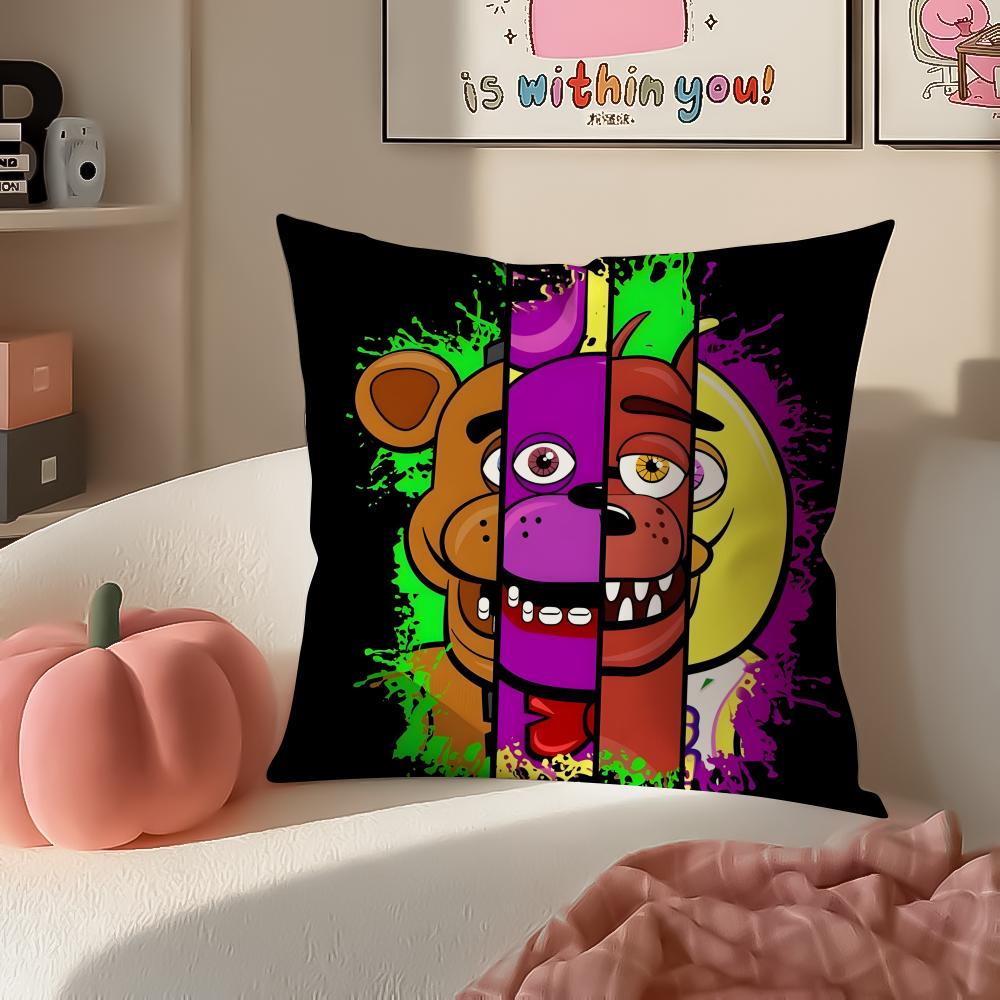 Horror Game FFive Nights At Freddys Cushion Cover Pillowcase Short Plush Invisible Zipper Room Sofa Cushion Cover