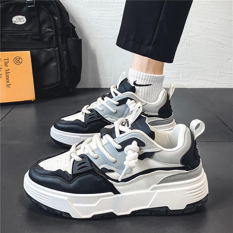 

Men s Shoes Trend Versatile Casual White Sneakers Niche Design Student Sports Height Increasing Thick Soled Bread 44 standard sports shoe size