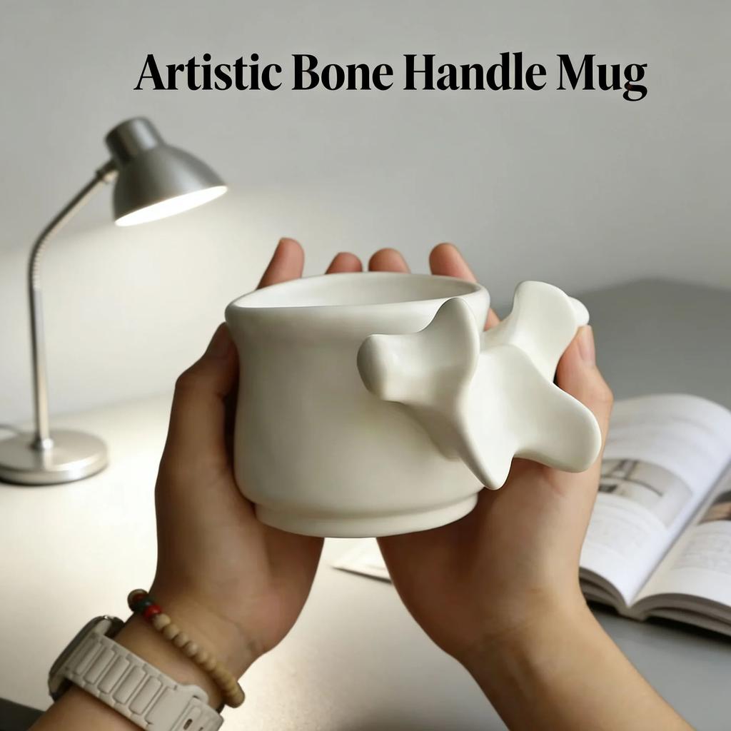 Simple Spine Skeleton Ceramic Mug Coffee Cup with Pen Holder Cute Desktop Decorative Ornaments Creative Gift for Friends